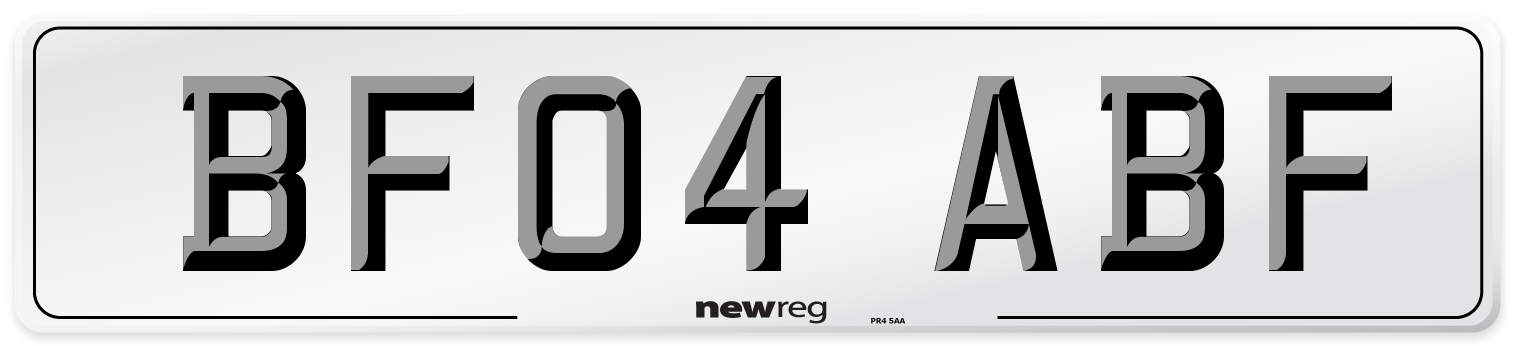 BF04 ABF Number Plate from New Reg